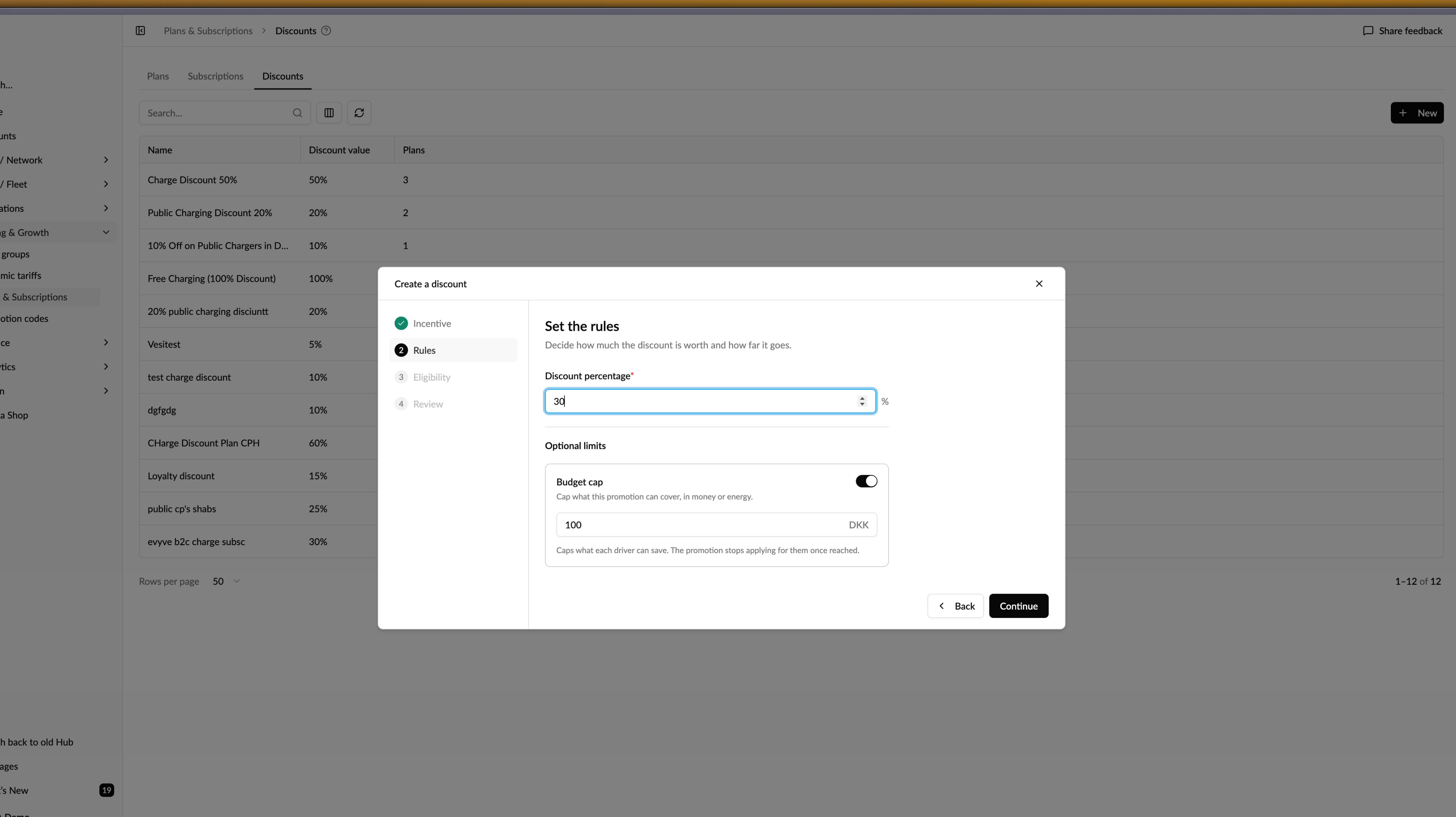 Setting a Budget cap on the Rules step of Create a discount