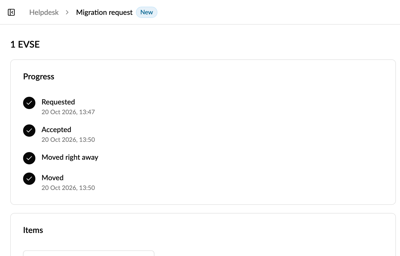 A request that moved right away after it was accepted